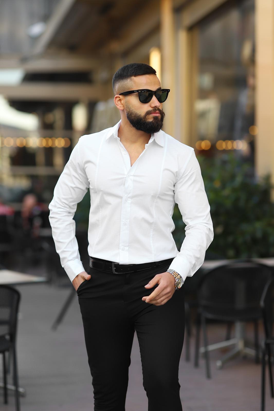 Beyaz Slim Fit Uzun Kollu Erkek Gömlek