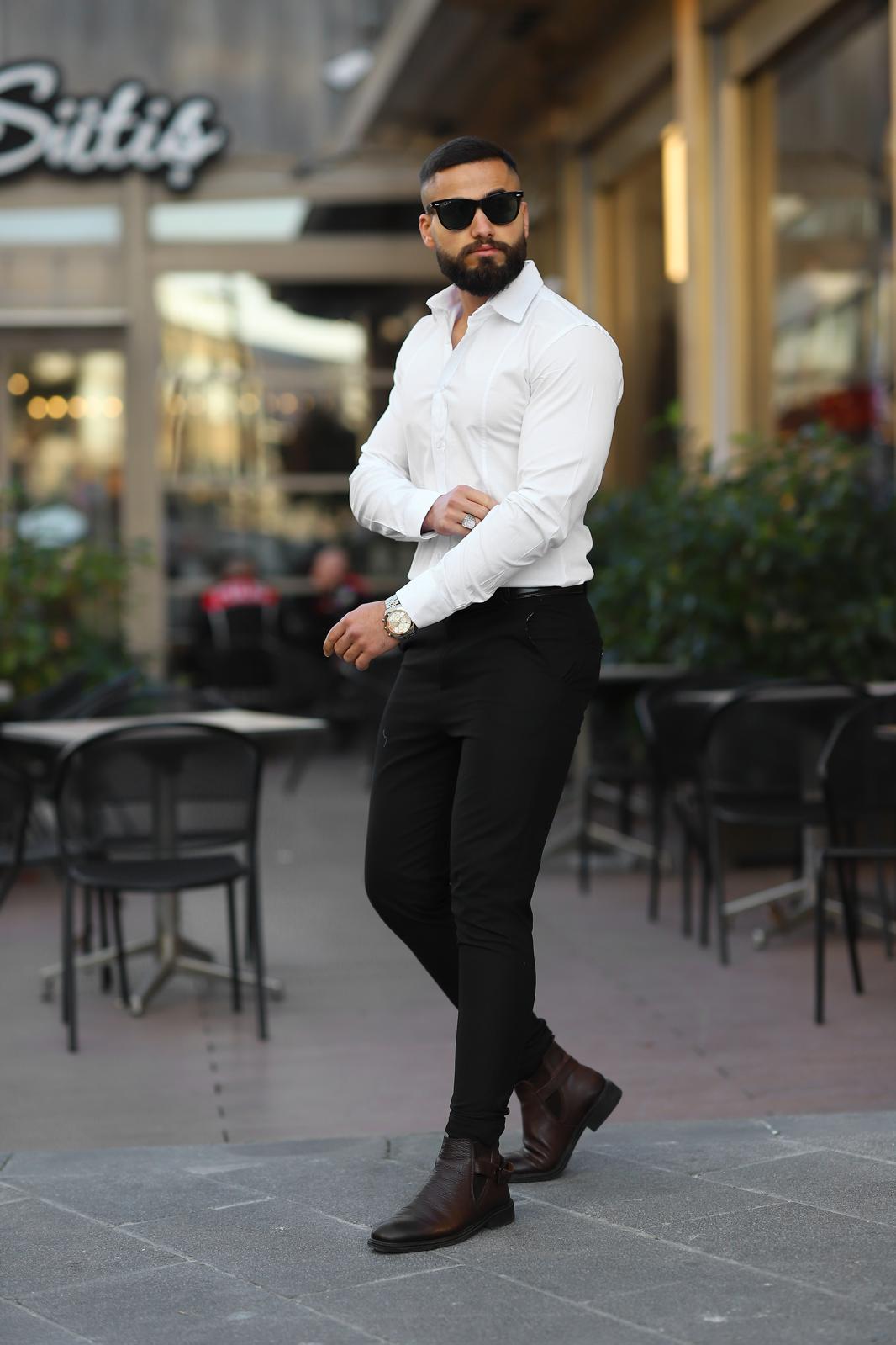 Beyaz Slim Fit Uzun Kollu Erkek Gömlek - Görsel 2
