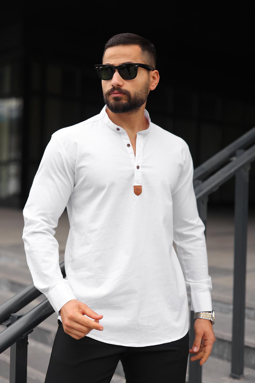 Beyaz Slim Fit Hakim  Gömlek
