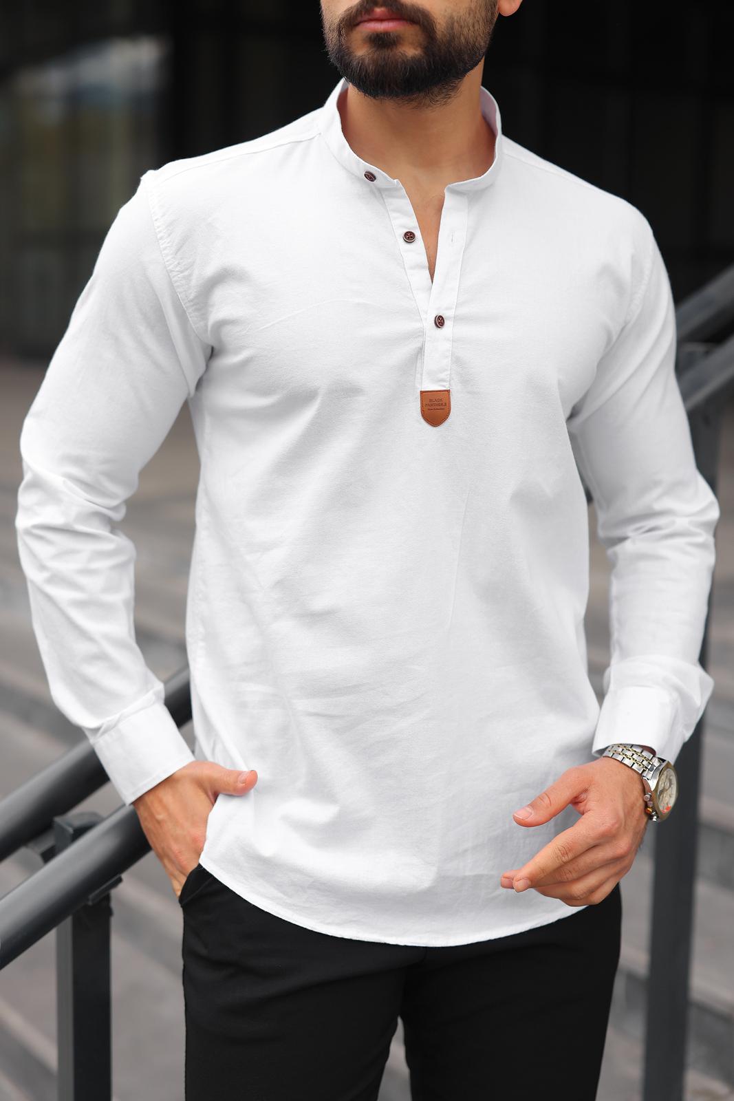Beyaz Slim Fit Hakim  Gömlek - Görsel 3