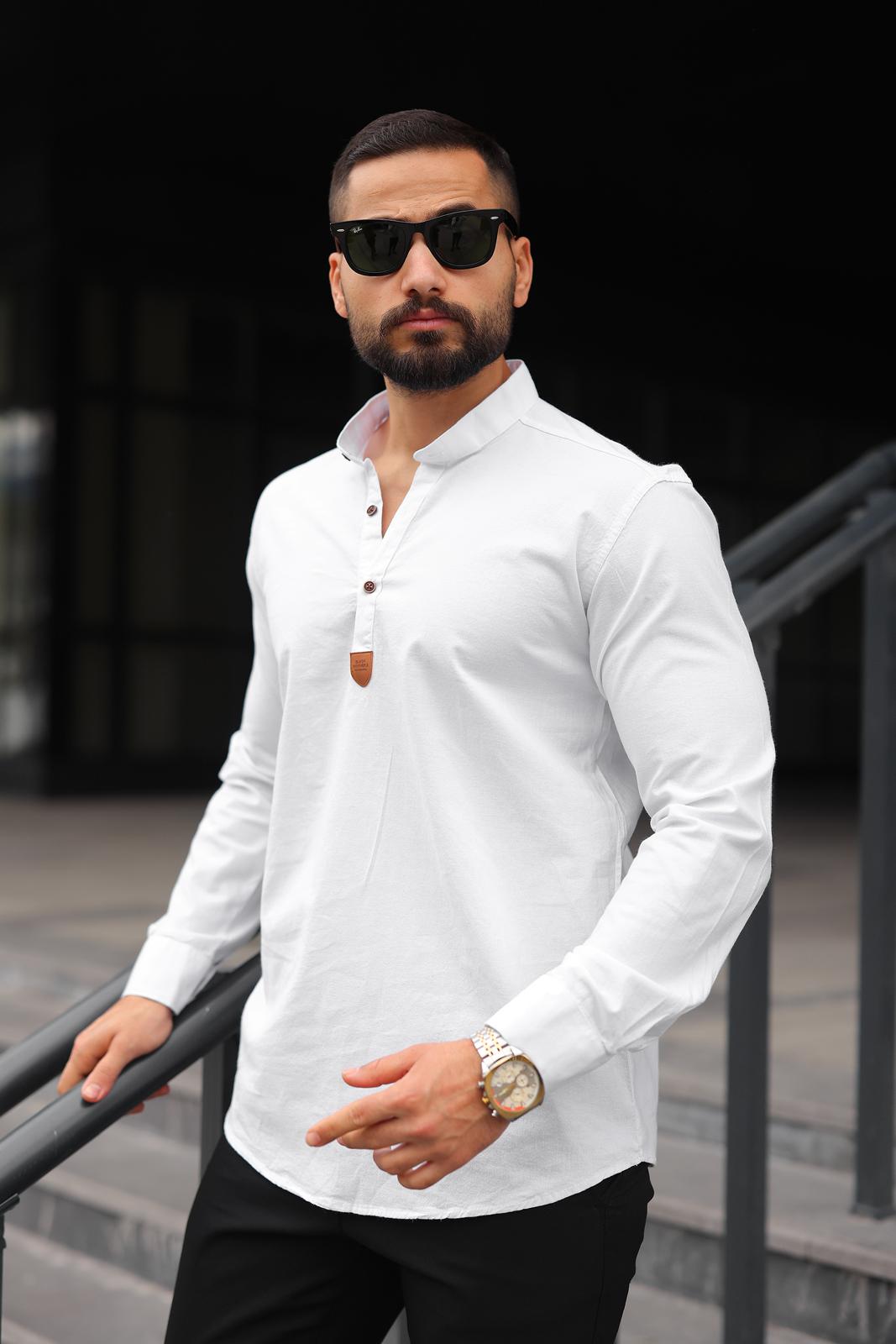 Beyaz Slim Fit Hakim  Gömlek - Görsel 2