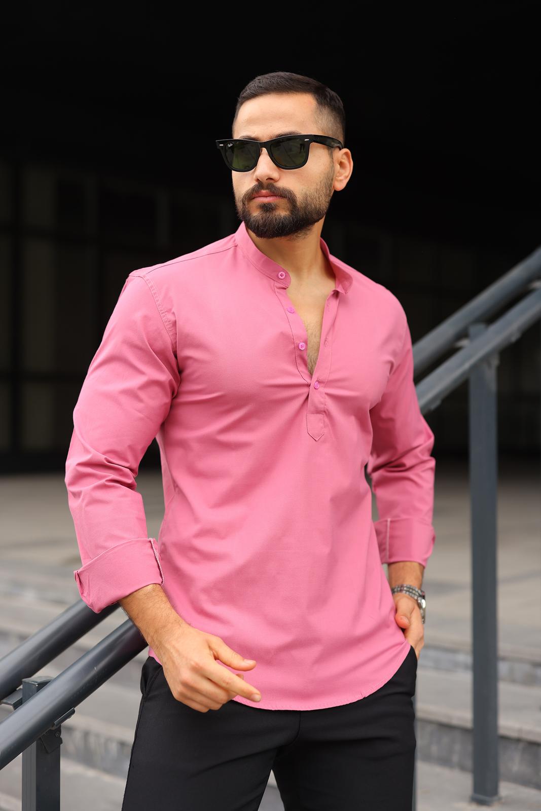 Gül Kurusu Slim Fit Hakim Yaka  Gömlek