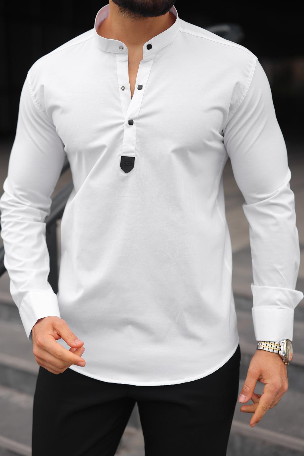 Beyaz Slim Fit Hakim Gömlek - Görsel 2