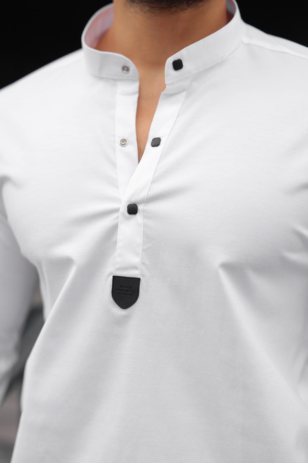 Beyaz Slim Fit Hakim Gömlek - Görsel 4