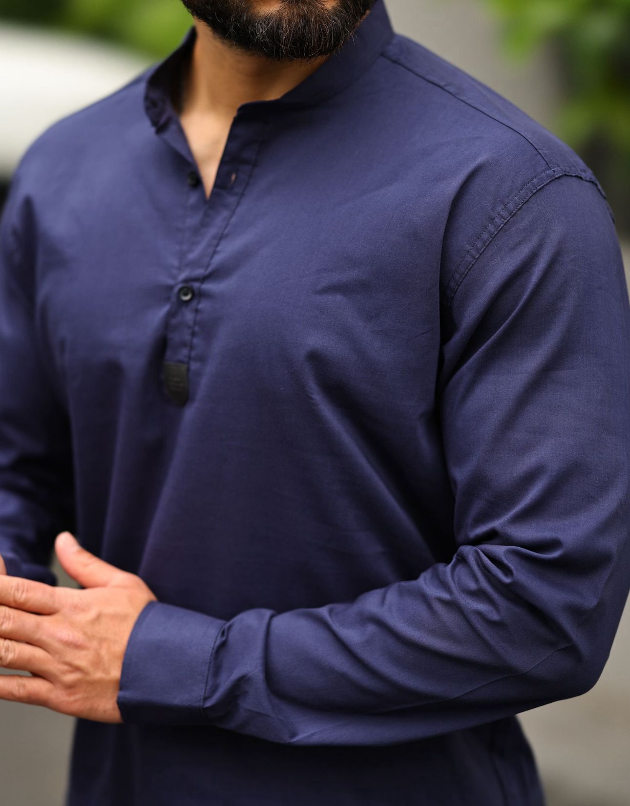 Lacivert Slim Fit Hakim Derili Gömlek  - Görsel 2