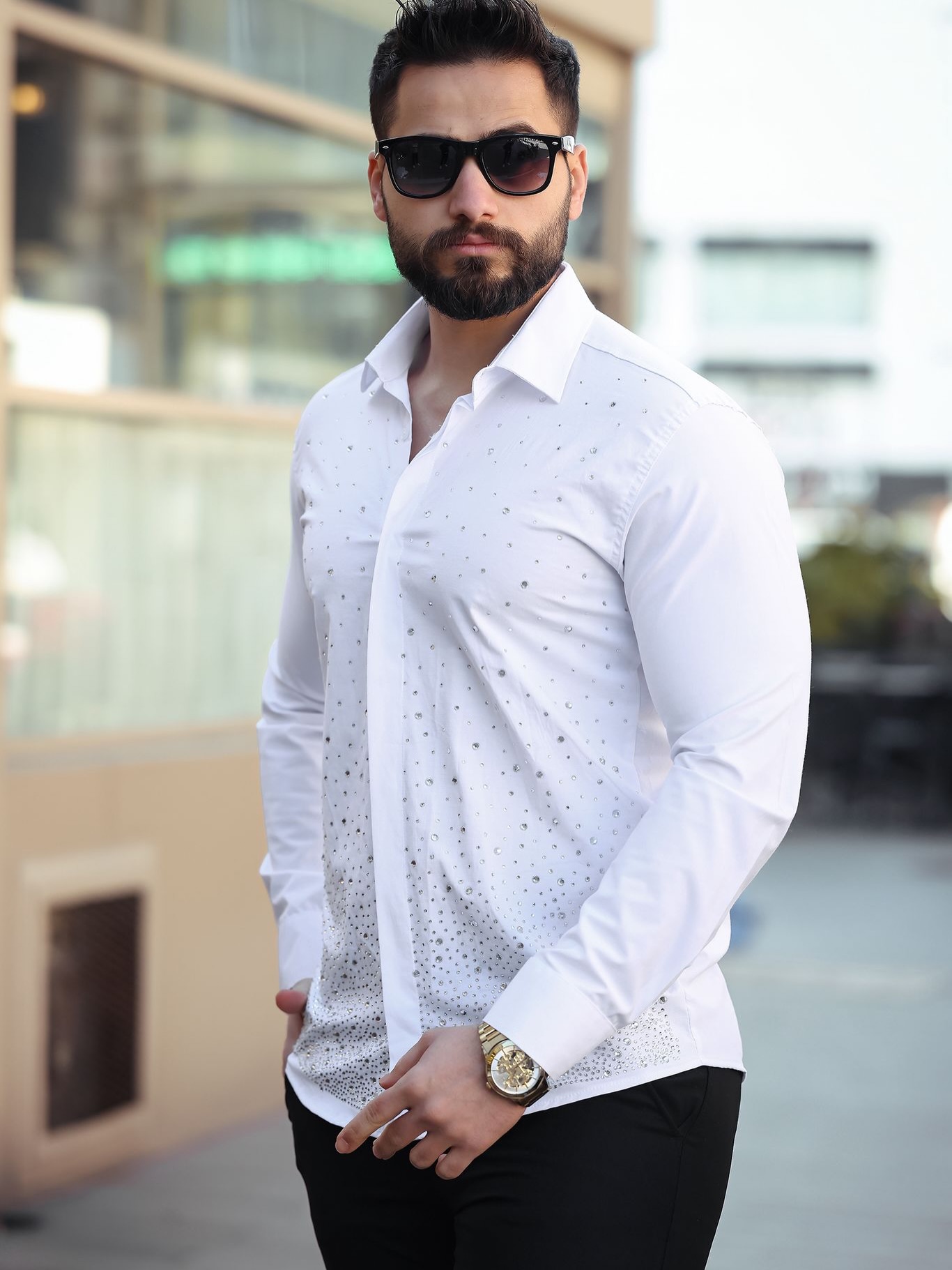 Taşlı Düğünlük Erkek Gömlek - Görsel 3