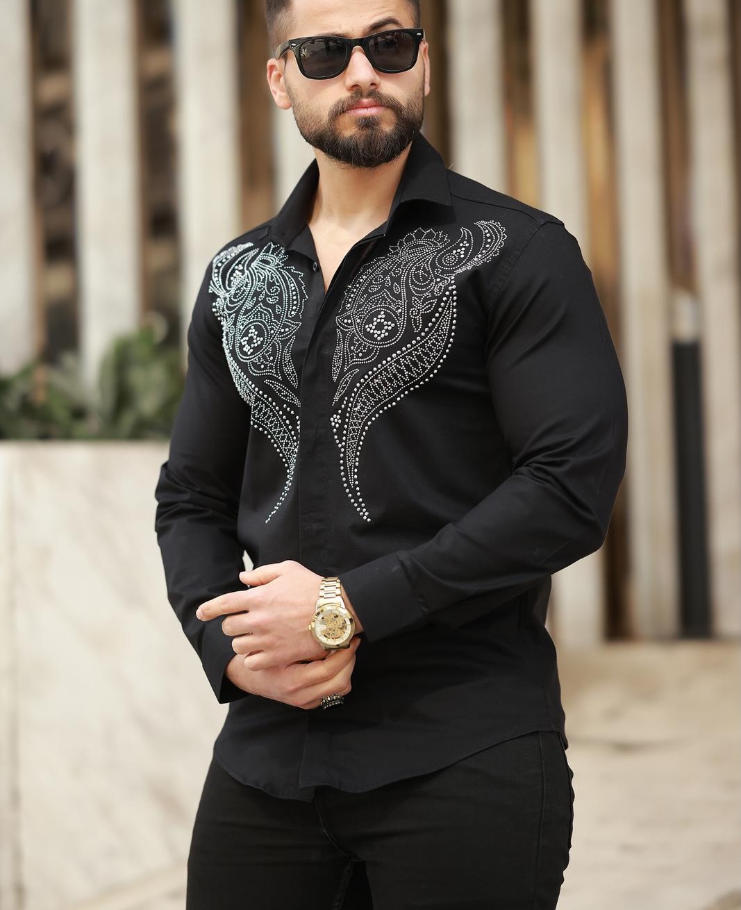 Taşlı Düğünlük Erkek Gömlek - Görsel 3