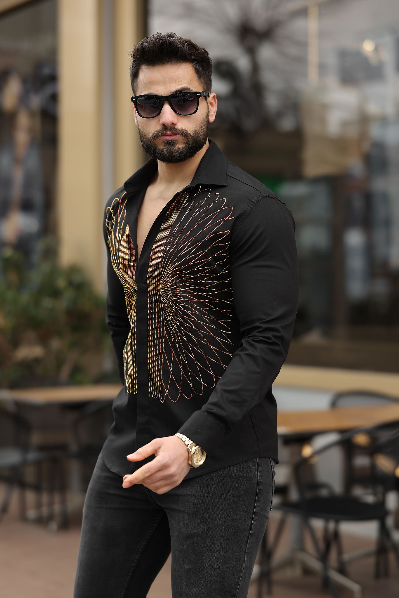 Taşlı Düğünlük Erkek Gömlek  - Görsel 2