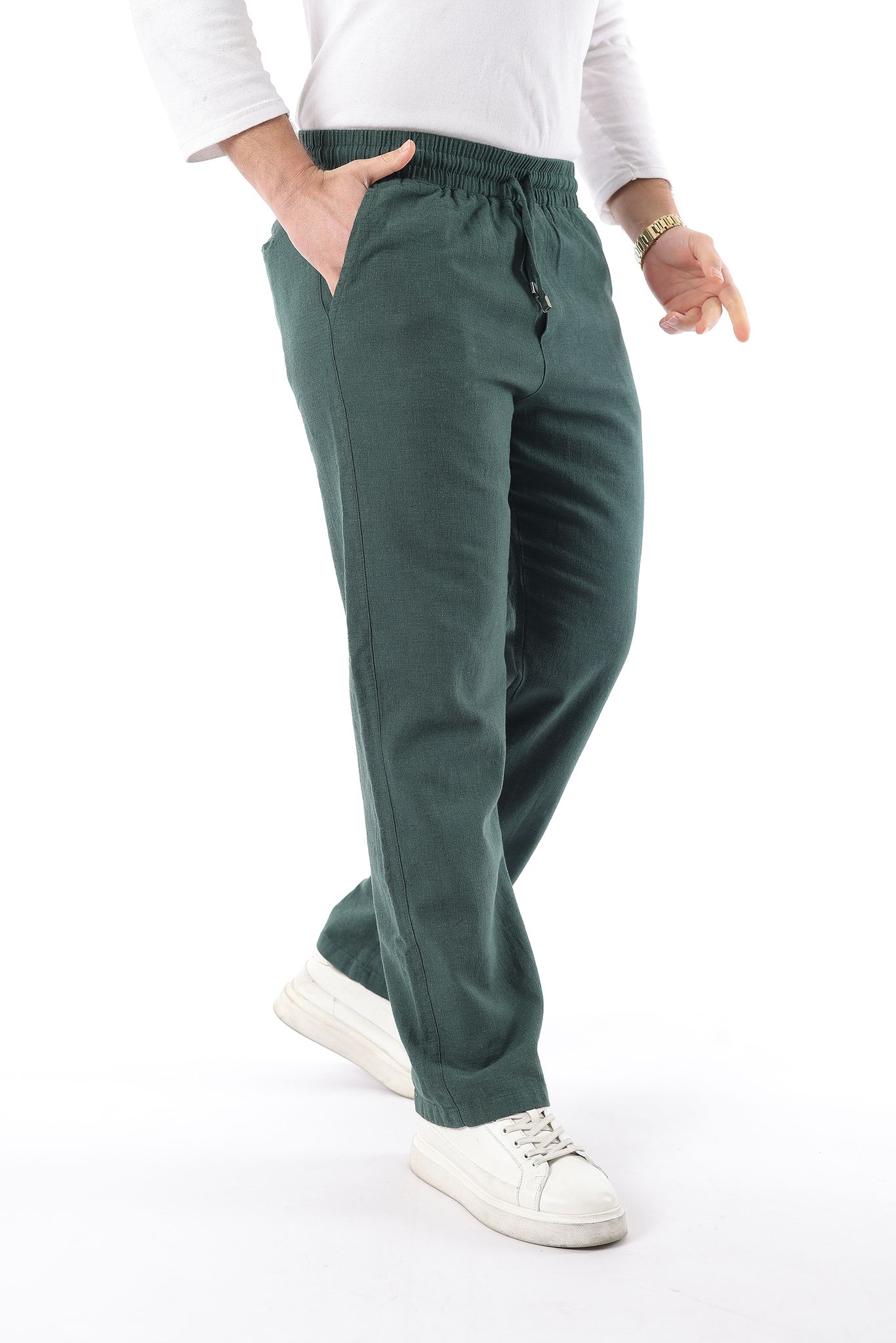 Yıkanmış Keten Erkek Pantolon