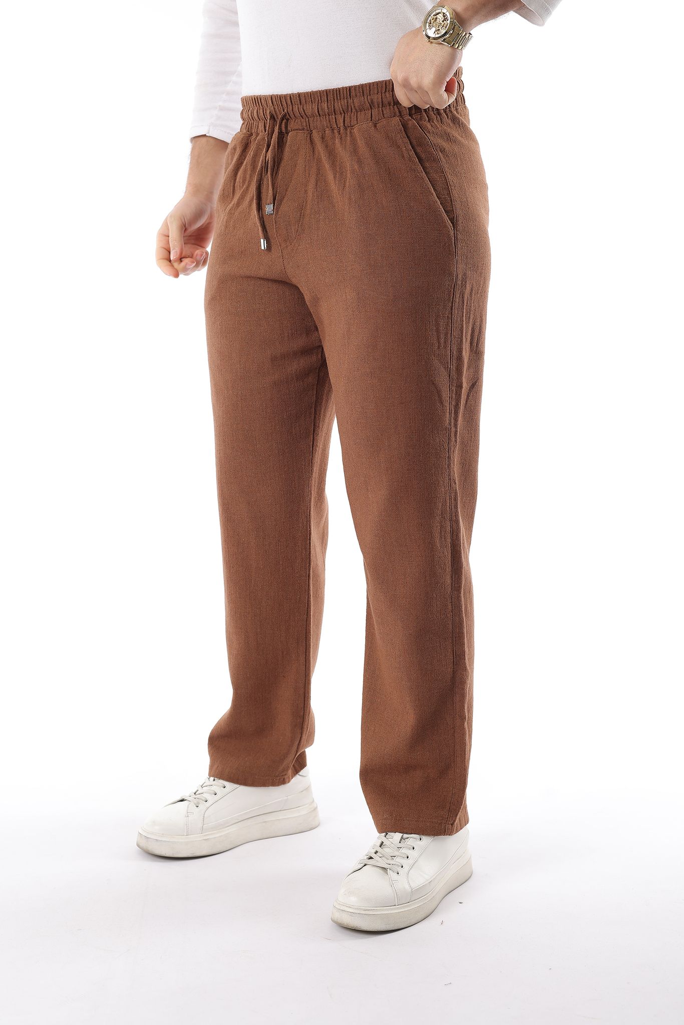 Yıkanmış Keten Erkek Pantolon - Görsel 4