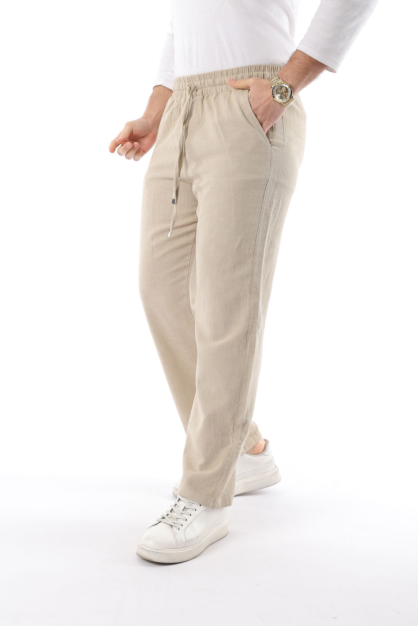 Yıkanmış Keten Erkek Pantolon - Görsel 3
