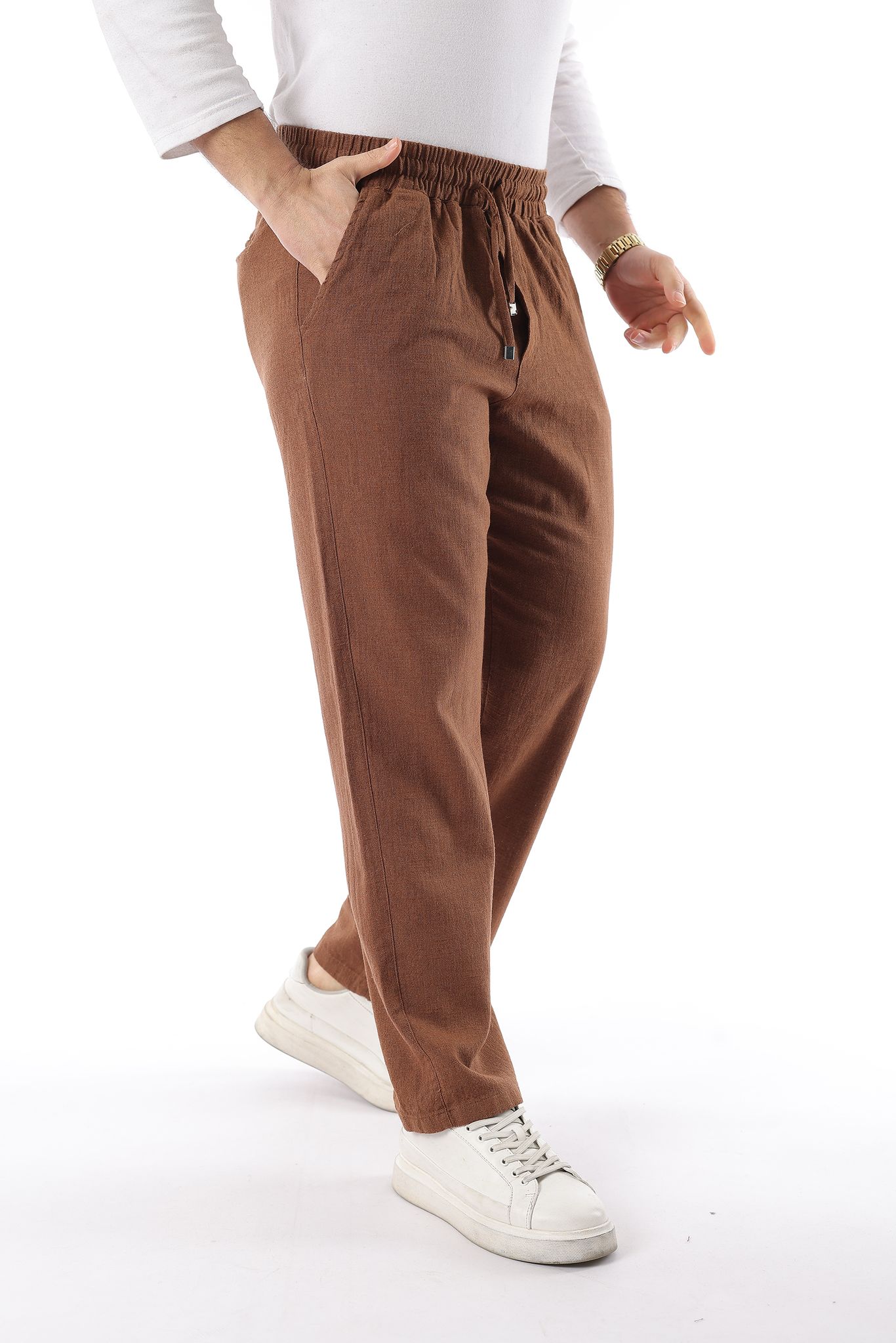 Yıkanmış Keten Erkek Pantolon - Görsel 5