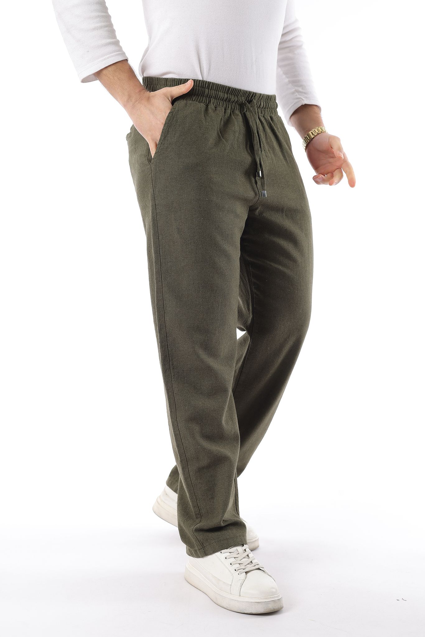 Yıkanmış Keten Erkek Pantolon - Görsel 6