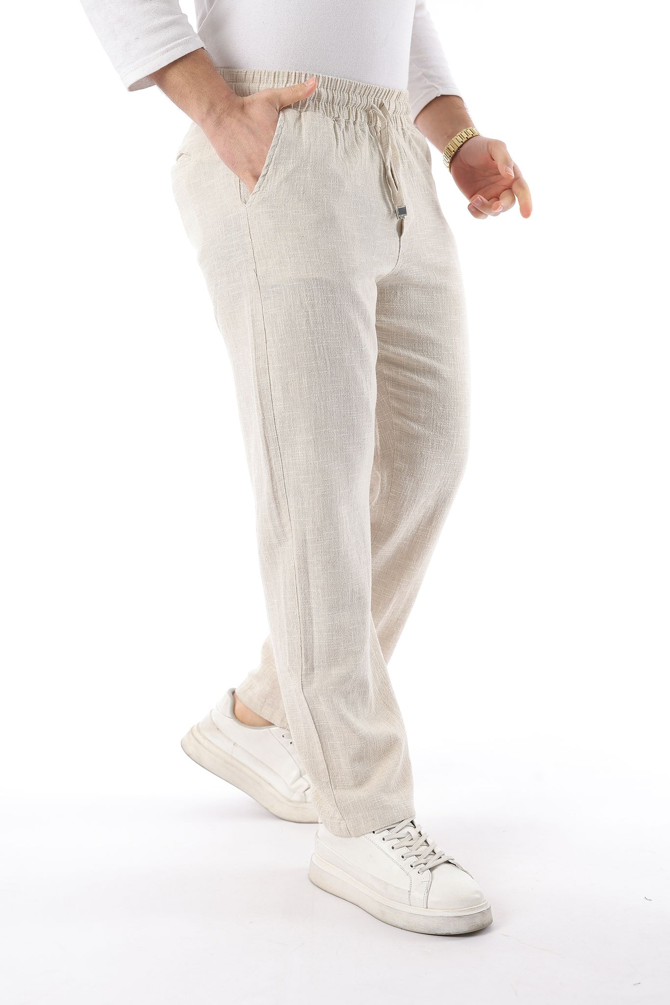 Yıkanmış Keten Erkek Pantolon - Görsel 8
