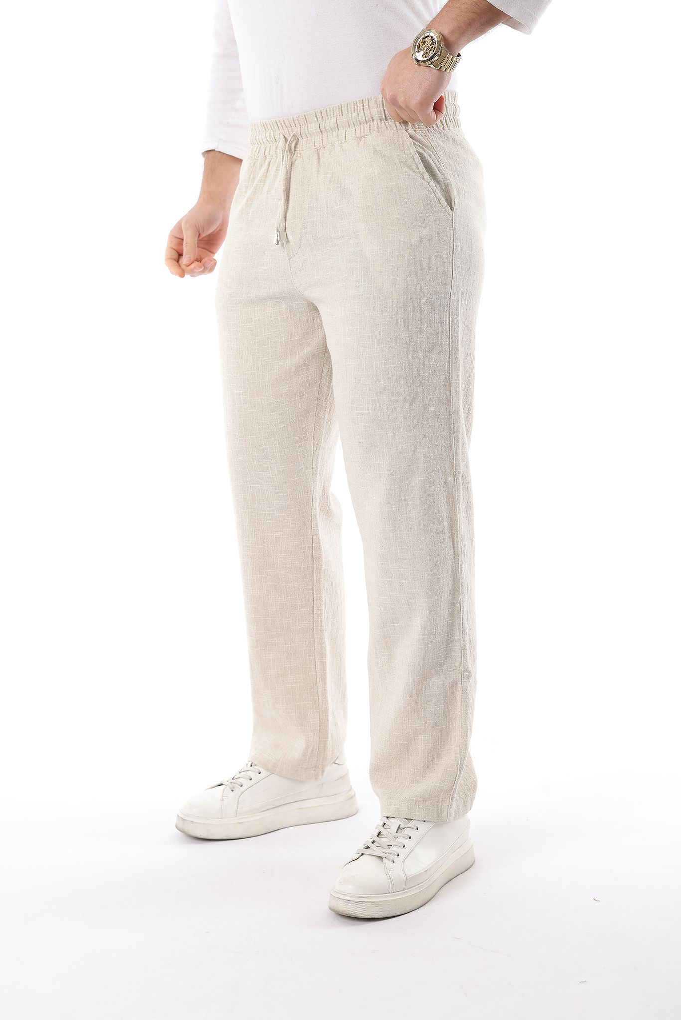 Yıkanmış Keten Erkek Pantolon - Görsel 9