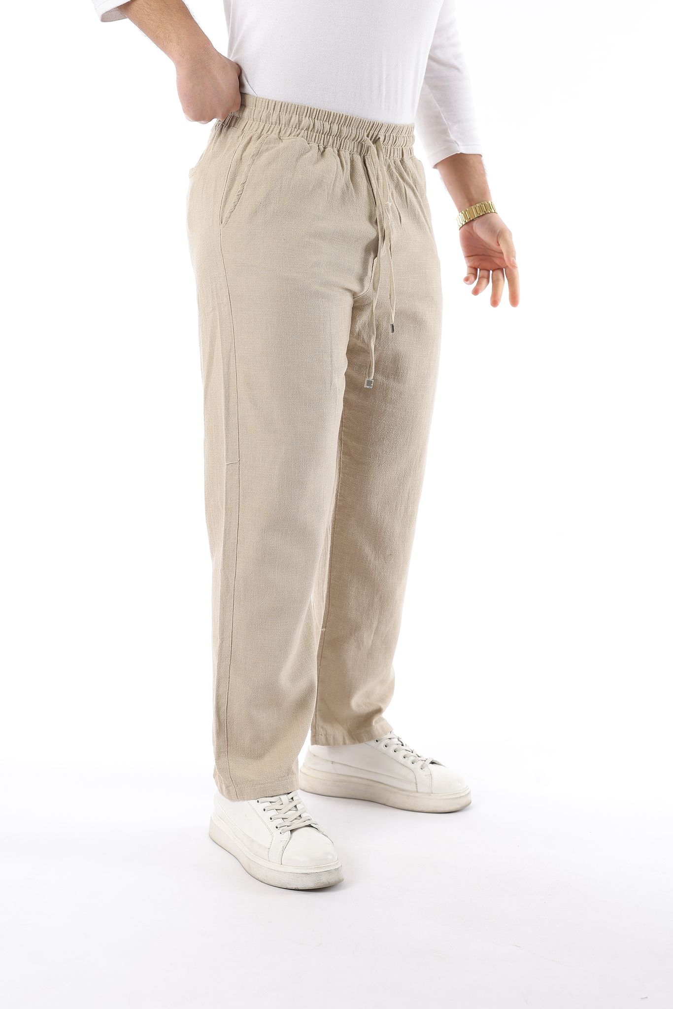 Yıkanmış Keten Erkek Pantolon - Görsel 2