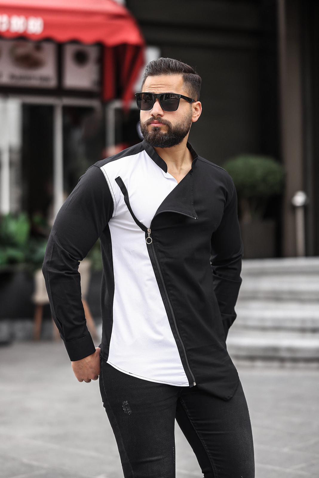 Fermuarlı Hakim Yaka Erkek Gömlek  - Görsel 6