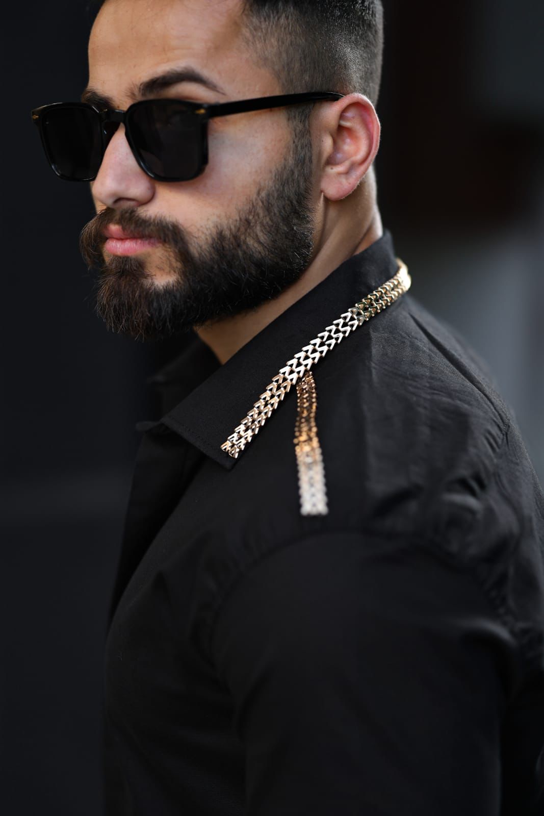Gold Metal Şeritli Gömlek - Görsel 2